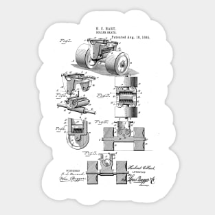 Roller Skate Vintage Patent Hand Drawing Sticker